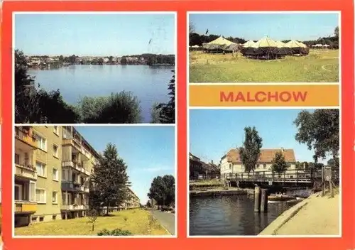 AK, Malchow, Kr. Waren, 4 Abb., u.a. Drehbrücke, 1988