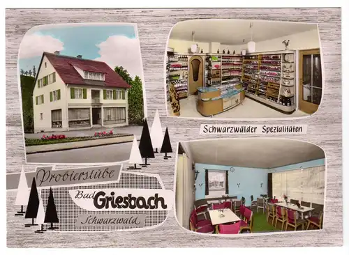 AK, Bad Griesbach Schwarzwald, Probierstube Schwarzwälder Spezialitäten, um 1968