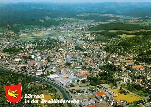 AK, Lörrach, Luftbildtotale, um 1985