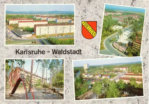 AK, Karlsruhe - Waldstadt, vier Abb., 1970