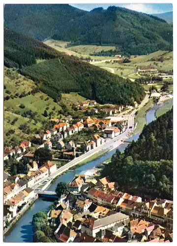 AK, Wolfach im Schwarzwald, Luftbildansicht, um 1974