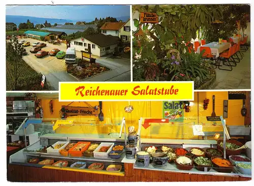 AK, Insel Reichenau, Reichenauer Salatstube, drei Abb., um 1978