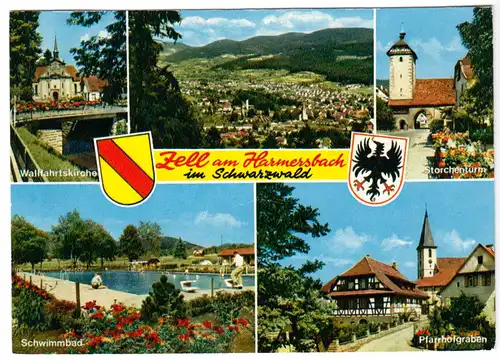 AK, Zell am Harmersbach Schwarzwald, fünf Abb., Wappen, 1978