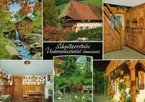 AK, Untermünstertal-Münsterhalde Schwarzwald, Schnitzerstube F. Riesterer, 1975