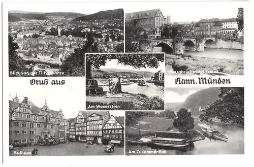 AK, Gruß aus Hann. Münden, fünf Abb., um 1959