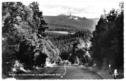 AK, Obermurach Opf., Blick über die Ostmarkstr. zur Burg Obermurach, 1963