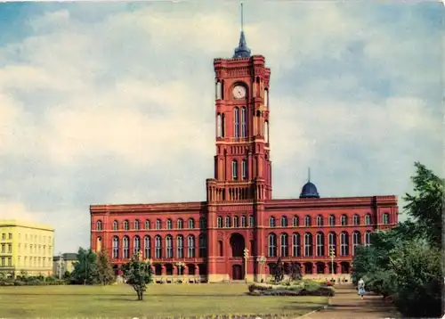 AK, Berlin Mitte, Rotes Rathaus, Anlagen, 1961