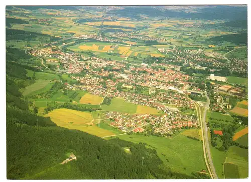 AK, Gailsdorf, Luftbildtotale mit Bahnlinie, um 1980