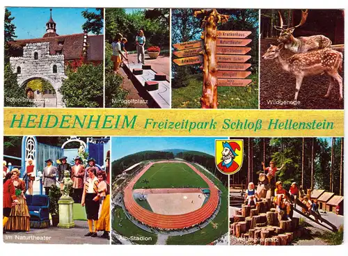 AK, Heidenheim a.d. Benz, Freizeitpark Schloß Hellenstein, sieben Abb., 1975