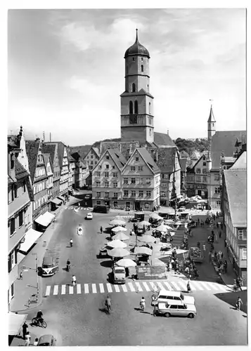 AK, Biberach a.d. Riß, Marktplatz, belebt, um 1972