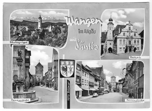 AK, Wangen im Allgäu, vier Abb., gestaltet, 1964