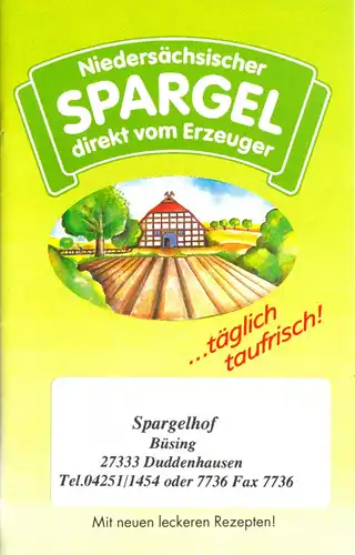 Regionale Werbebroschüre, Niedersächsischer Spargel direkt vom Erzeuger, um 2000