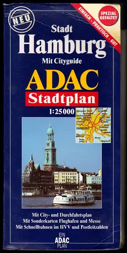 ADAC-Stadtplan Hamburg, patentgefaltet, mit Beiheft, 1997