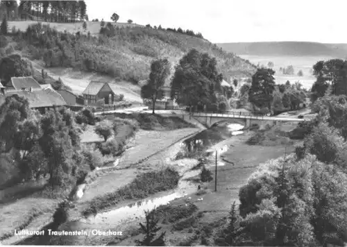 AK, Trautenstein Harz, Teilansicht mit Brücke, 1970
