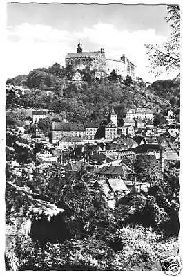 AK, Kulmbach, Teilansicht mit Plassenburg, 1956