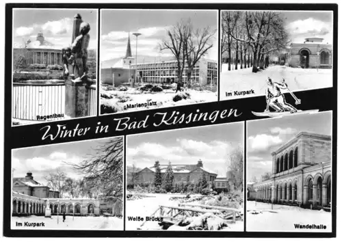 AK, Bad Kissungen, sechs Winteransichten, gestaltet, um 1970