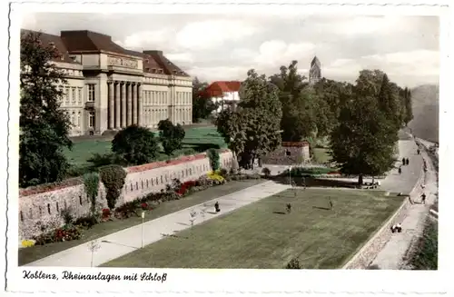 AK, Koblenz, Rheinanlagen mit Schloß, 1959