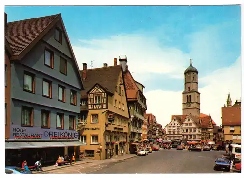 AK, Biberach Riß, Marktplatz mit Hotel "Drei König", um 1978