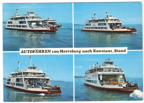 AK, Konstanz Staad, Autofähren  Meersburg-Konstanz Staad, vier Abb., 1974