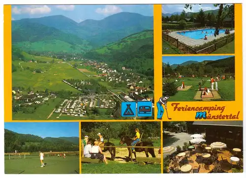 AK, Münstertal Südschwarzwald, Ferien-Campingplatz, sechs Abb., um 1985