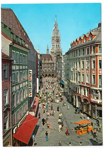 AK, München, Rosenstr. mit Blick zum Rathaus, um 1975