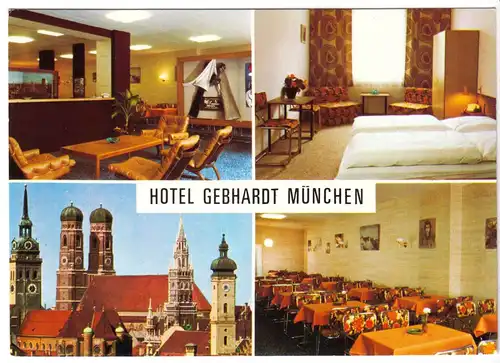 AK, München, Hotel Gebhardt, Goethestr, 38, vier Abb., um 1975