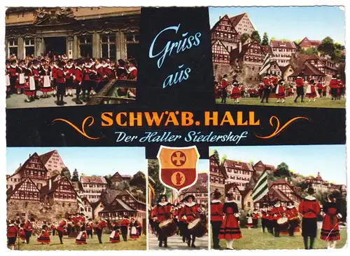 AK, Schwäb. Hall, Der Haller Siedershof, fünf Abb., 1966