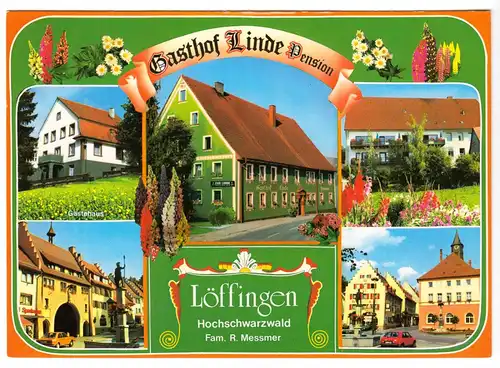 AK, Löffingen Hochschwarzwald, Gasthof - Pension "Zur Linde", 5 Abb., um 1995