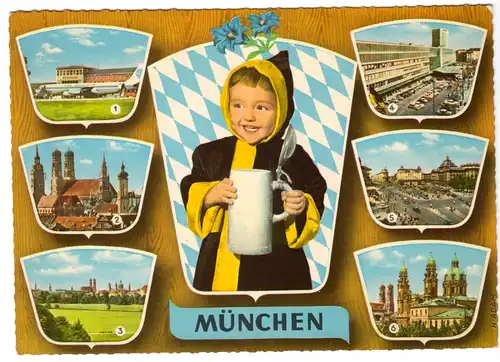 AK, München, sieben Abb., gestaltet, um 1960