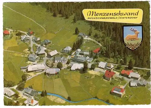 AK, Menzenschwand Hinterdorf, Luftbildansicht, um 1971