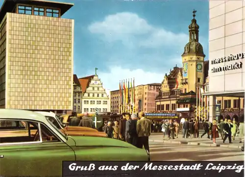 AK, Leipzig, Markt, Altes Rathaus mit Neubauten, 1974