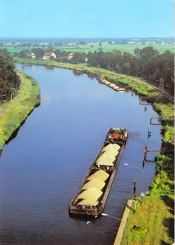 AK, Kr. Eberswalde, Partie am Oder-Havel-Kanal, Binnenschiff, 1983