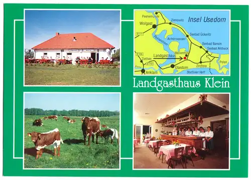 AK, Mellenthin auf Usedom, Landgasthaus Klein, vier Abb., um 1994