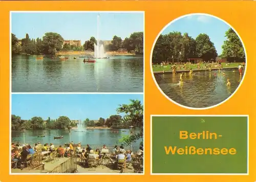 AK, Berlin Weißensee, Am Weißen See, drei Abb., 1984