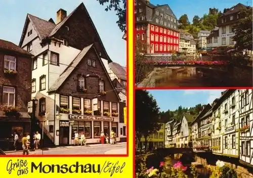 AK, Monschau Eifel, drei Abb., um 1985