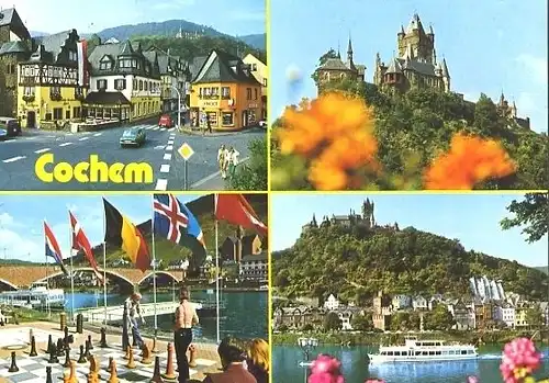 AK, Cochem, 4 Abb., u.a. Freiluft - Schach, 1991