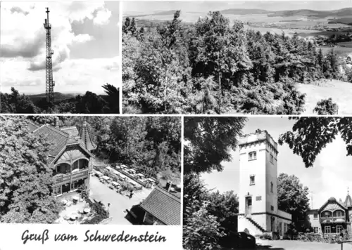 AK, Steina bei Pulsnitz, Gruß vom Schwedenstein, vier Abb., 1974