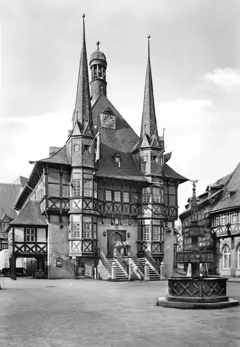AK, Wernigerode Harz, Rathaus mit Marktplatz, 1970