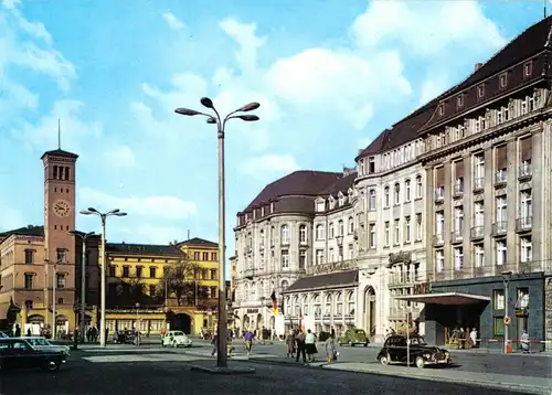 AK, Erfurt, Bahnhofsplatz mit Interhotel "Erfurter Hof", 1971
