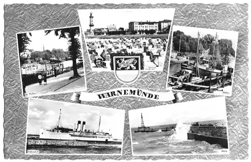 AK, Rostock Warnemünde, fünf Abb., gestaltet, 1960