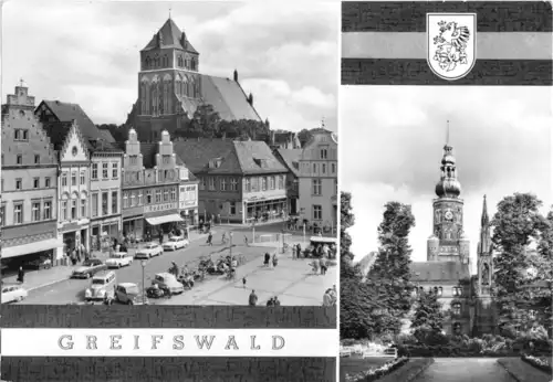 AK, Greifswald, zwei Abb., gestaltet, 1966