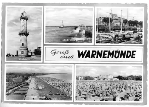 AK, Rostock Warnemünde, fünf Abb., gestaltet, 1960