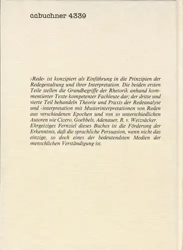 Spang, Kurt; Rede [Einführung in die Redegestaltung, Rhetorik], 1994