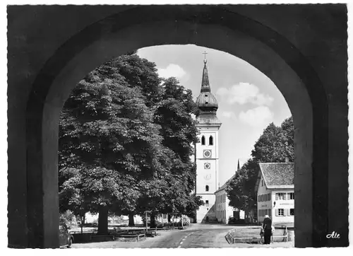 AK, Rottenbuch Obb., Blick zur Kirche, 1963
