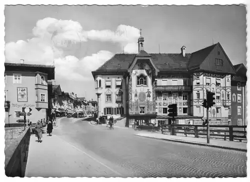 AK, Bad Tölz, Brücke und Blick zur Stadt, 1963