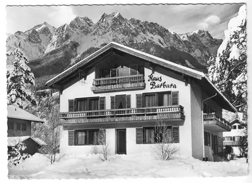 AK, Zugspitzdorf Grainau, Gästehaus Barbara, um 1963