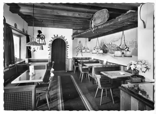 AK, Bischofswiesen - Loipl, Café Loipl-Süberl, Gastraum, um 1968