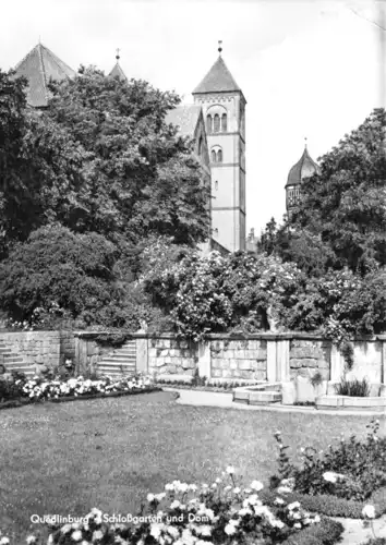 AK, Quedlinburg, Schloßgarten und Dom, 1961