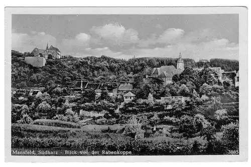 AK, Mansfeld Südharz, Teilansicht von der Rabenkoppe, 1956