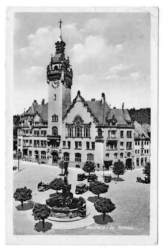 AK, Waldheim i. Sa., Rathaus, um 1953